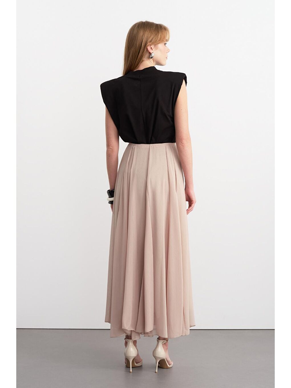Eva Parçalı Uzun Etek Bej-3