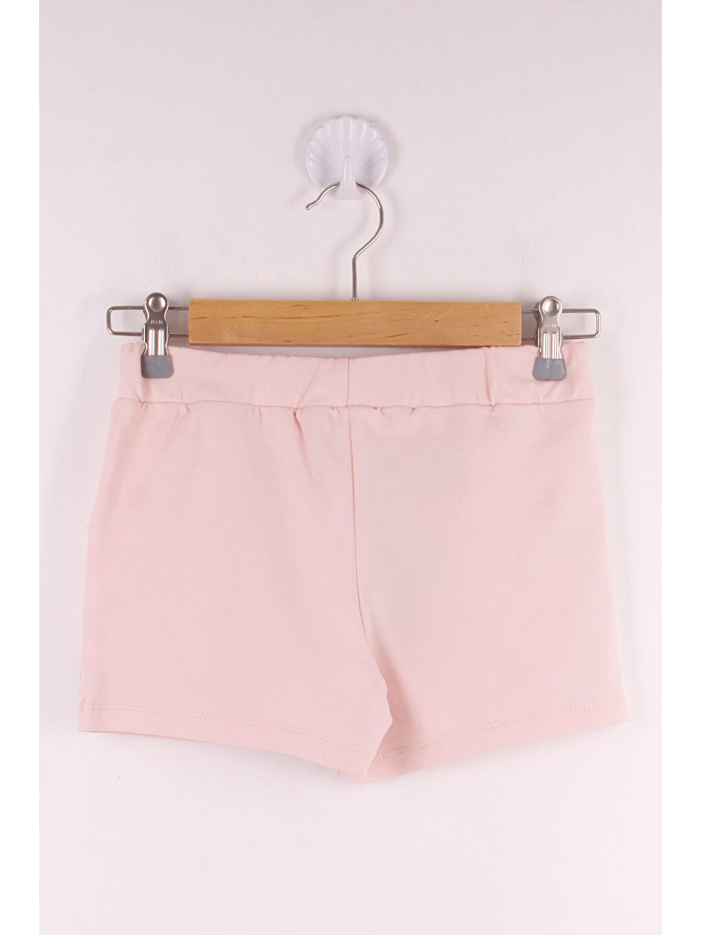 Pembe Kız Çocuk Serfie Şeritli Cepli Şort-1