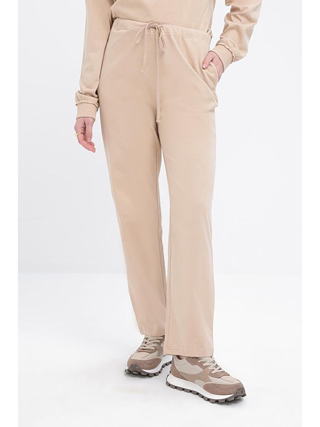 Bej-Pis Dikişli Eşofman Takımı-3