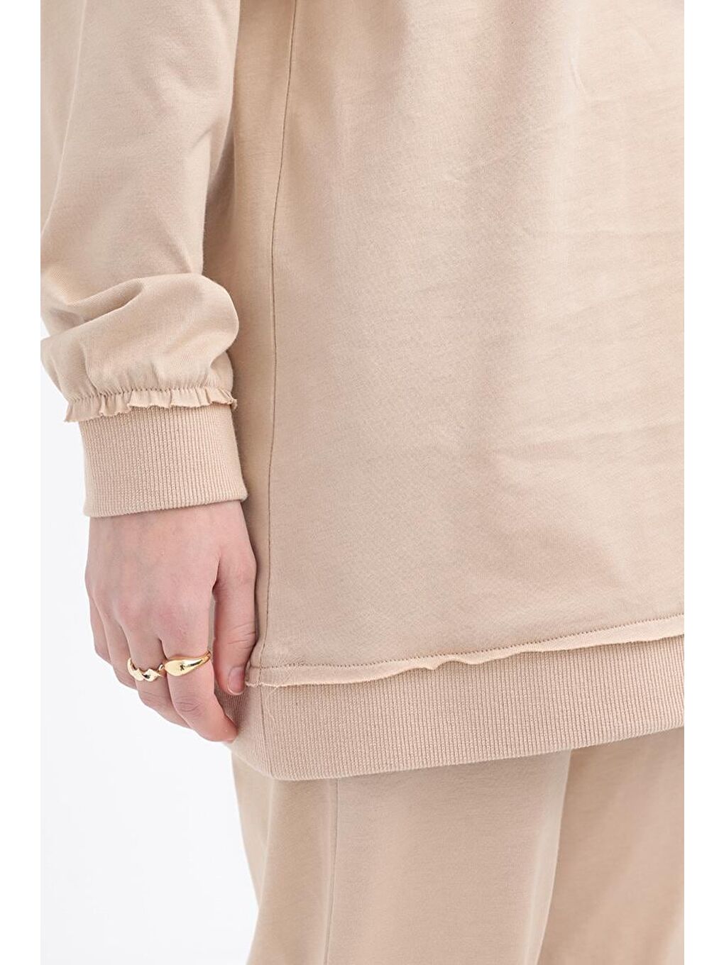 Bej-Pis Dikişli Eşofman Takımı-4