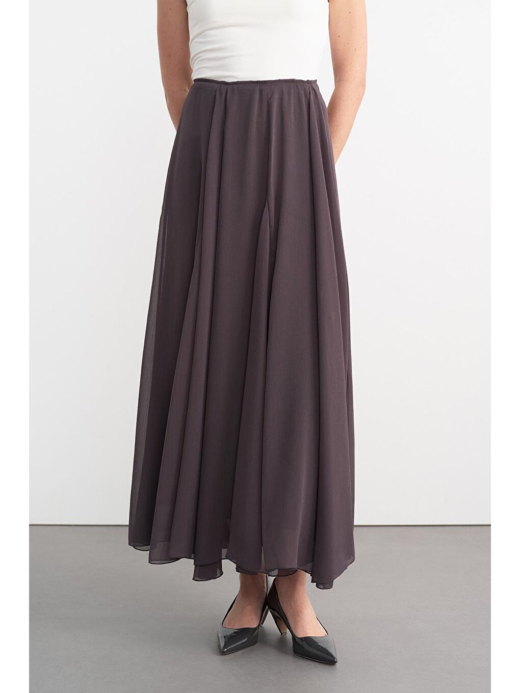 Eva Parçalı Uzun Etek Antrasit-2