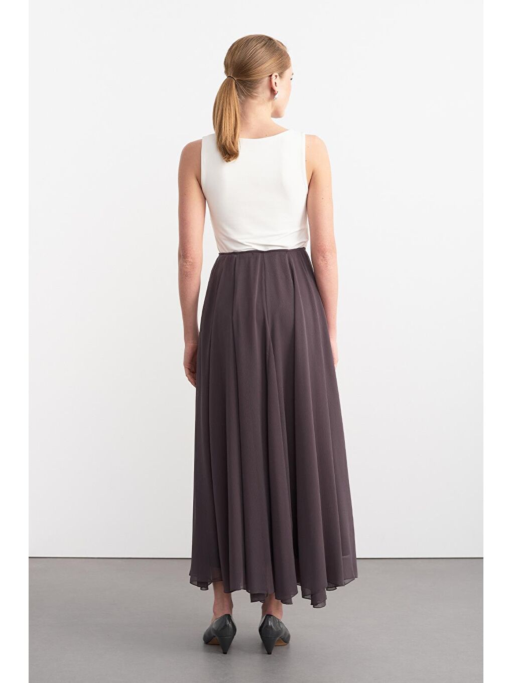 Eva Parçalı Uzun Etek Antrasit-3