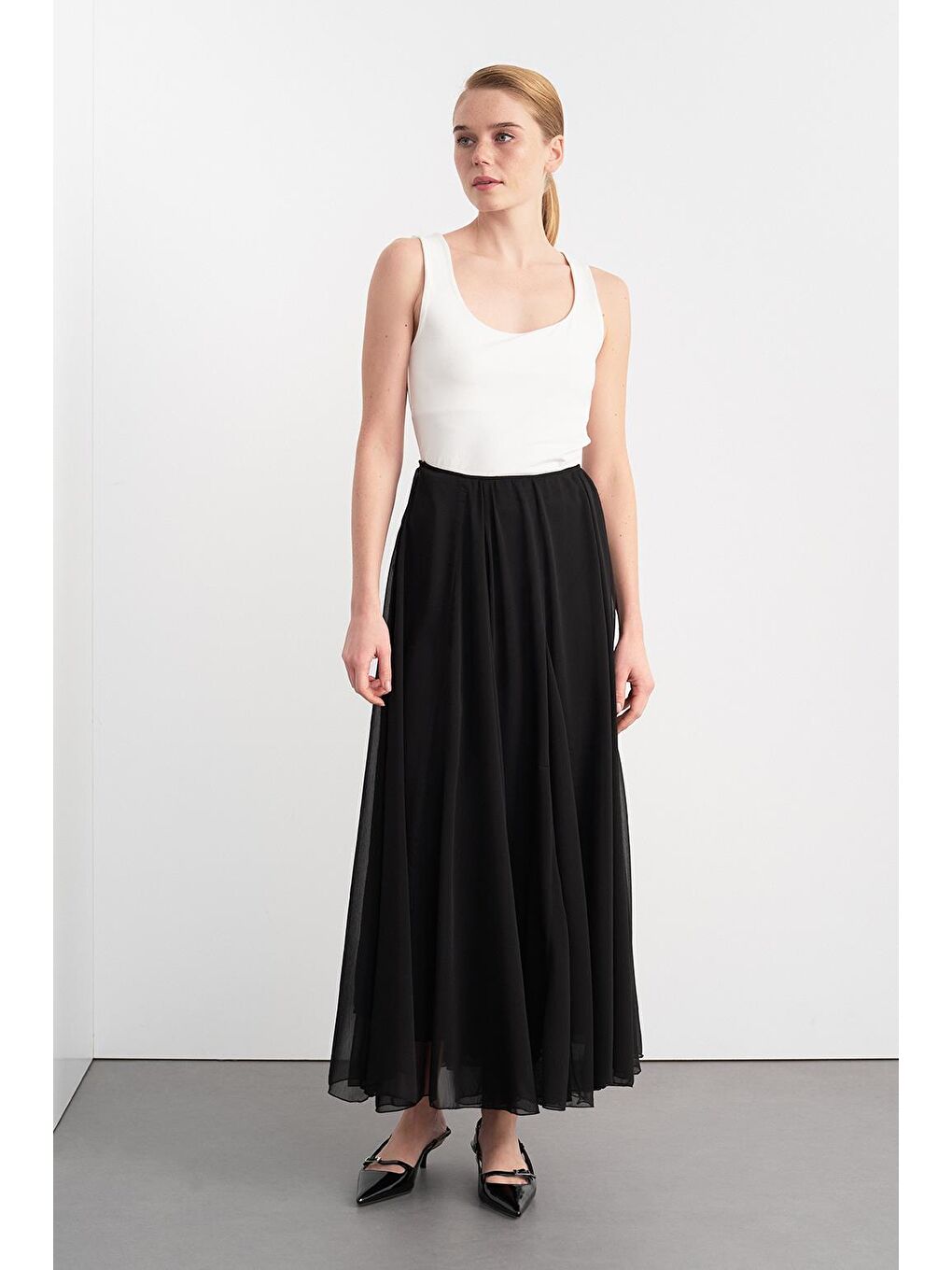 Eva Parçalı Uzun Etek Siyah
