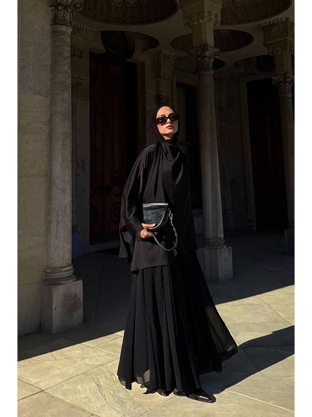 Eva Parçalı Uzun Etek Siyah-1