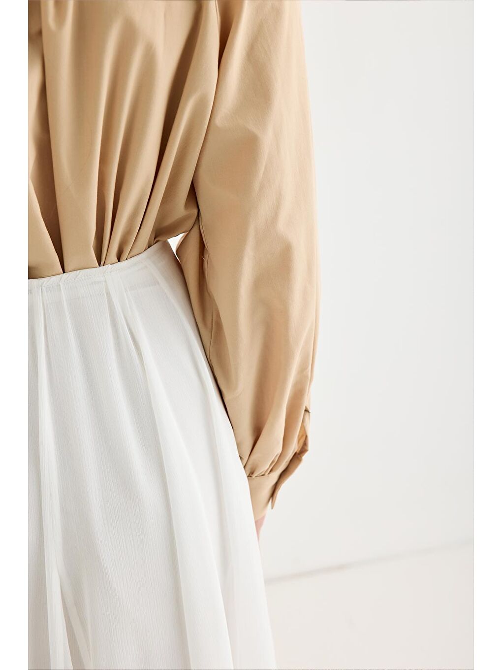 Eva Parçalı Uzun Etek Ekru-2