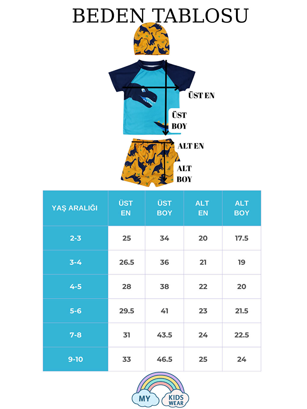 Pembe Erkek Çocuk Dinozor Desenli Mayo Seti 12457-1