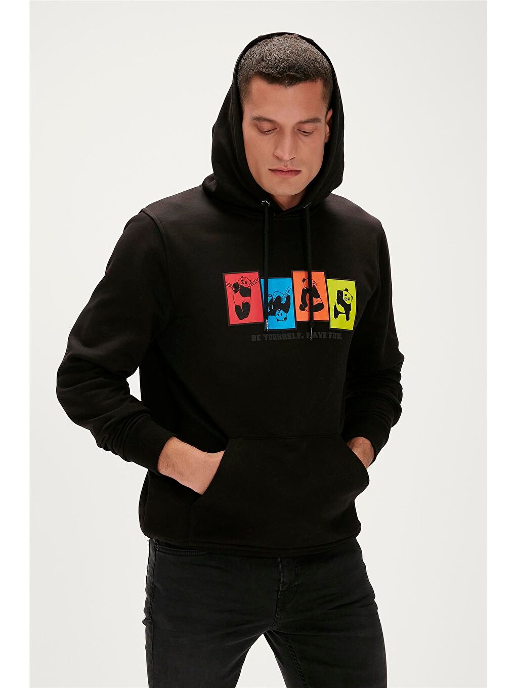 Bad Bear Siyah Fun Hoodie Siyah Kapüşonlu Erkek Sweatshirt