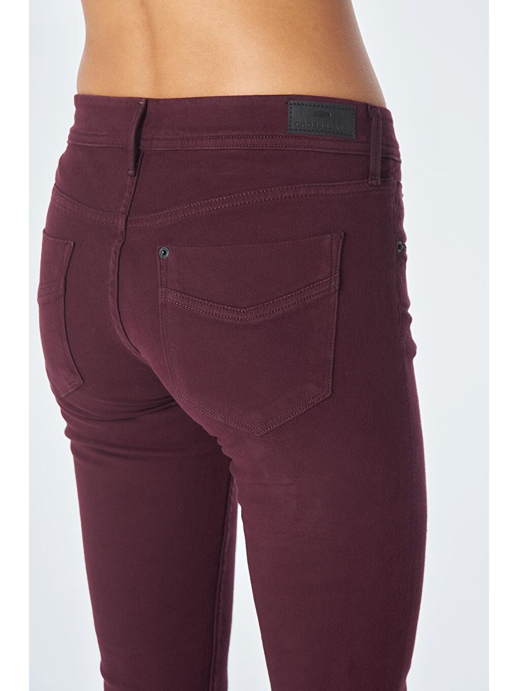 CROSS JEANS Bordo Naomi Bordo Normal Bel Skinny Fit Jean Pantolon C 4521-121 - 4