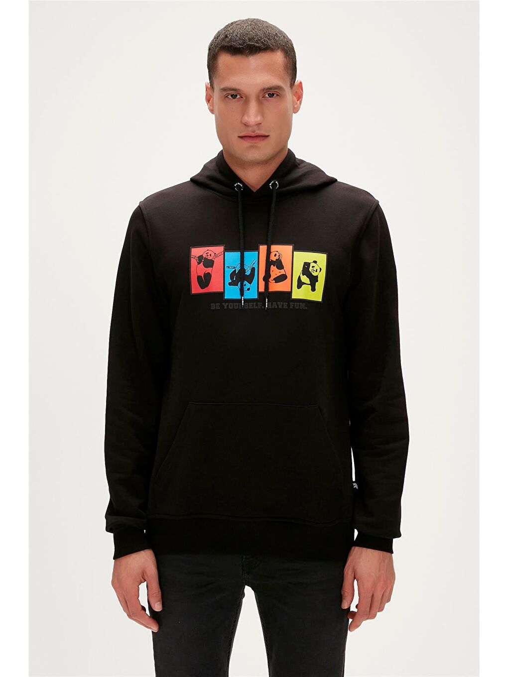 Bad Bear Siyah Fun Hoodie Siyah Kapüşonlu Erkek Sweatshirt - 1