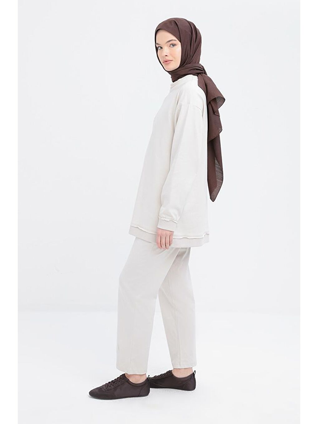 Bej Taş-Pis Dikişli Eşofman Takımı-2