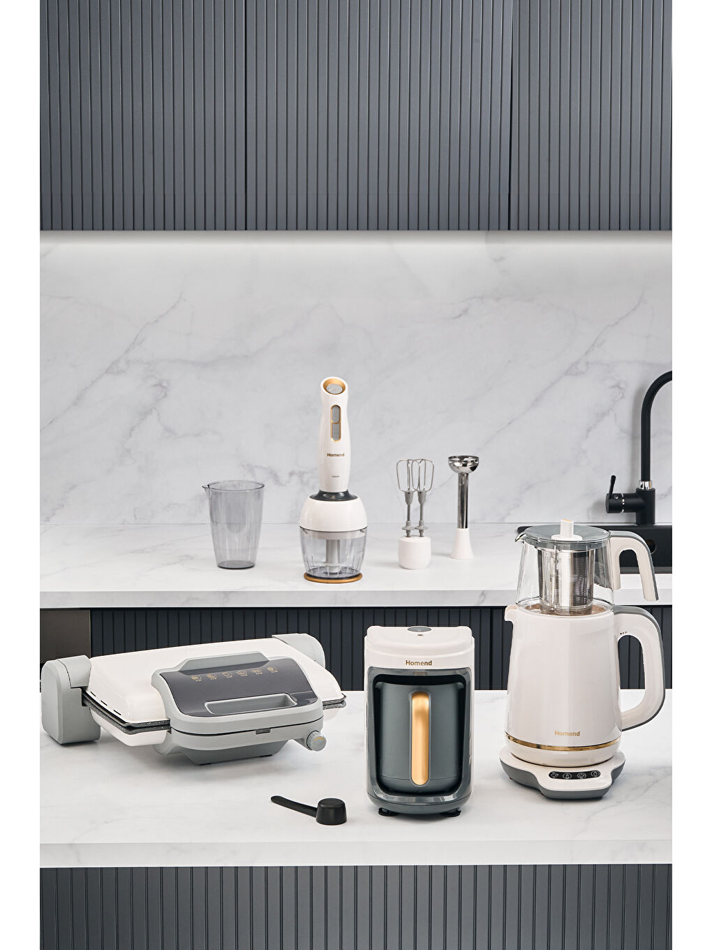 Gold 4'lü Elektrikli Çeyiz Seti Tost, Kahve, Çay Makinesi ve Blender Seti Krem-2