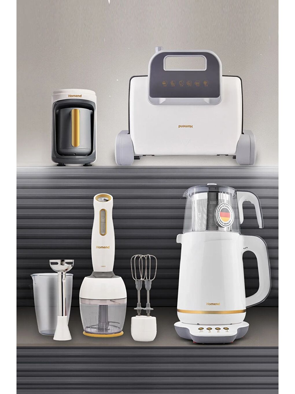 Gold 4'lü Elektrikli Çeyiz Seti Tost, Kahve, Çay Makinesi ve Blender Seti Krem-4