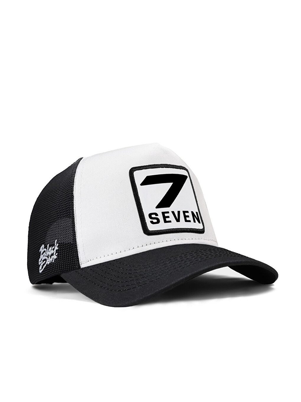 7 Numara Logolu Beyaz-Siyah Trucker Şapka