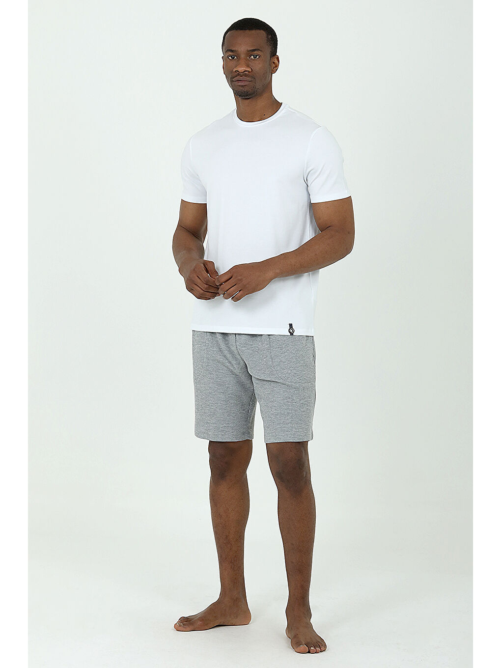 Gri Waffle Şort T-shirt Takım GRI-1