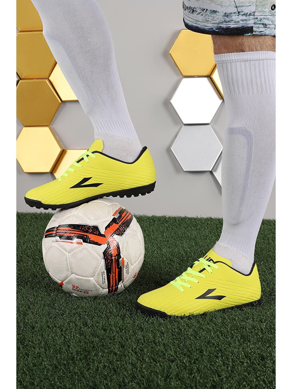 Sarı Aras HM Halı Saha Erkek Spor Futbol Ayakkabısı-2