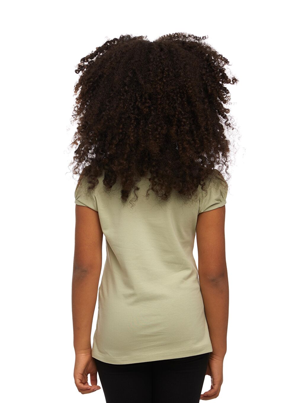 Açık Çağla Yeşil Kız Çocuk Kısa Kollu Basıc Tişört-2