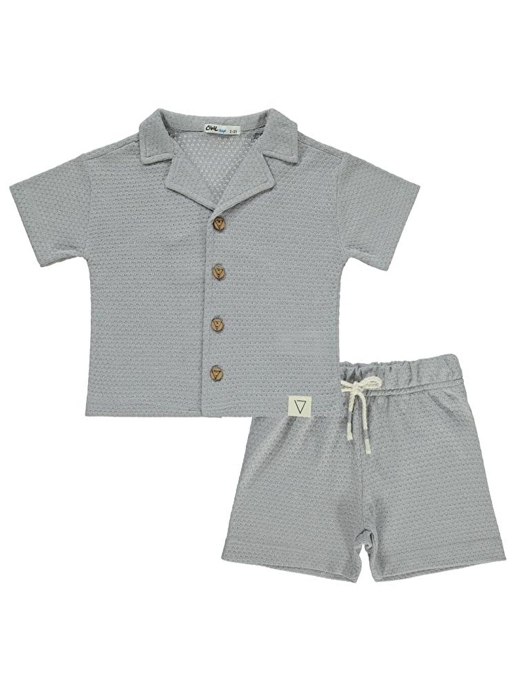 Boys Petek Kumaş Şortlu 2-5 Yaş Takım - Gri 4-5 Yaş