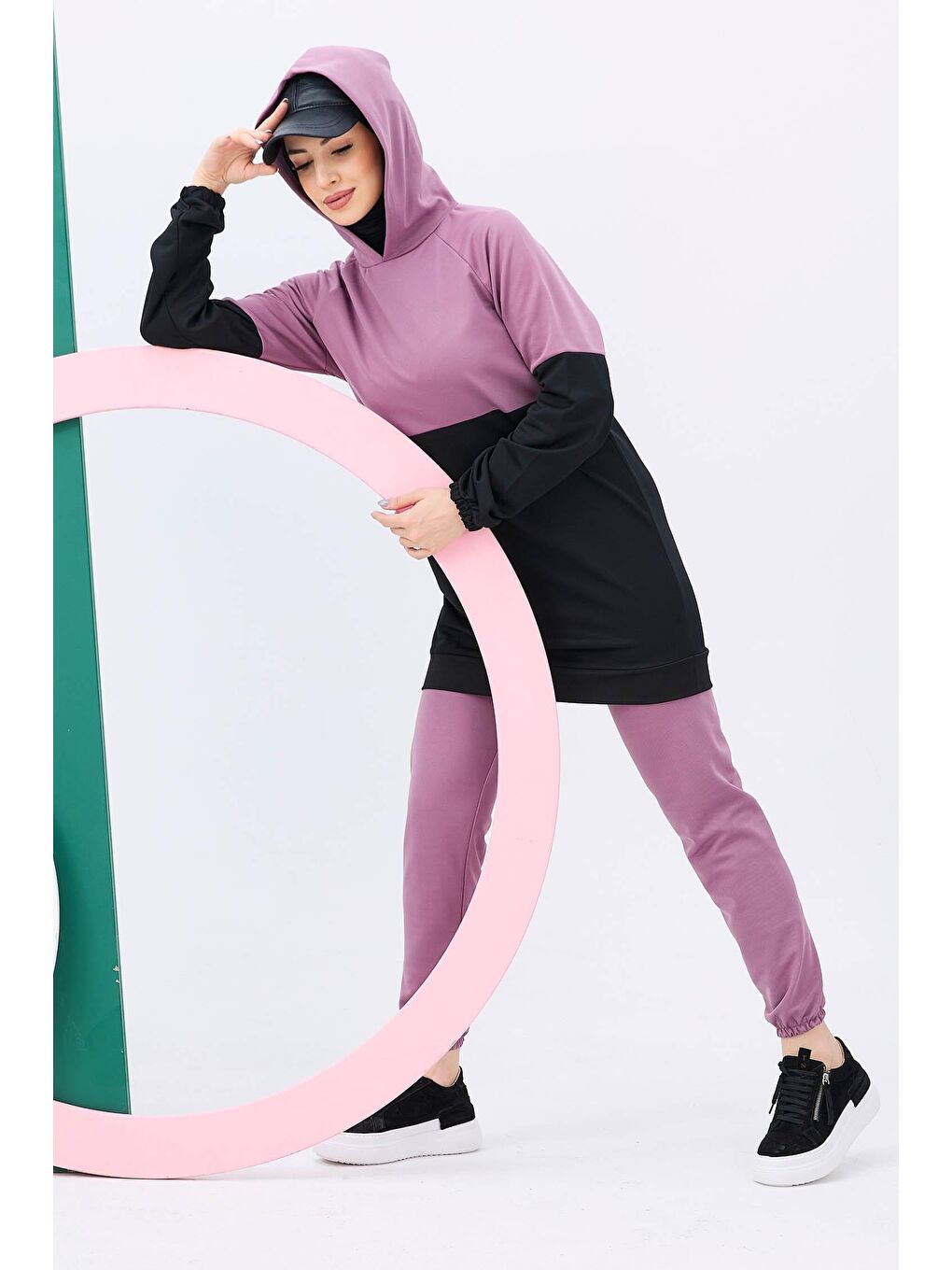 TOFİSA Pembe Düz Orta Pembe Tunik Kadın Pantolon - 11180 - 3