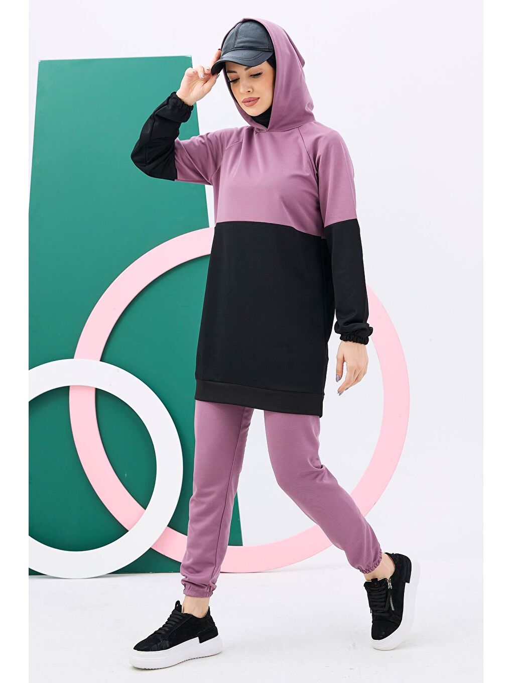 TOFİSA Pembe Düz Orta Pembe Tunik Kadın Pantolon - 11180 - 4