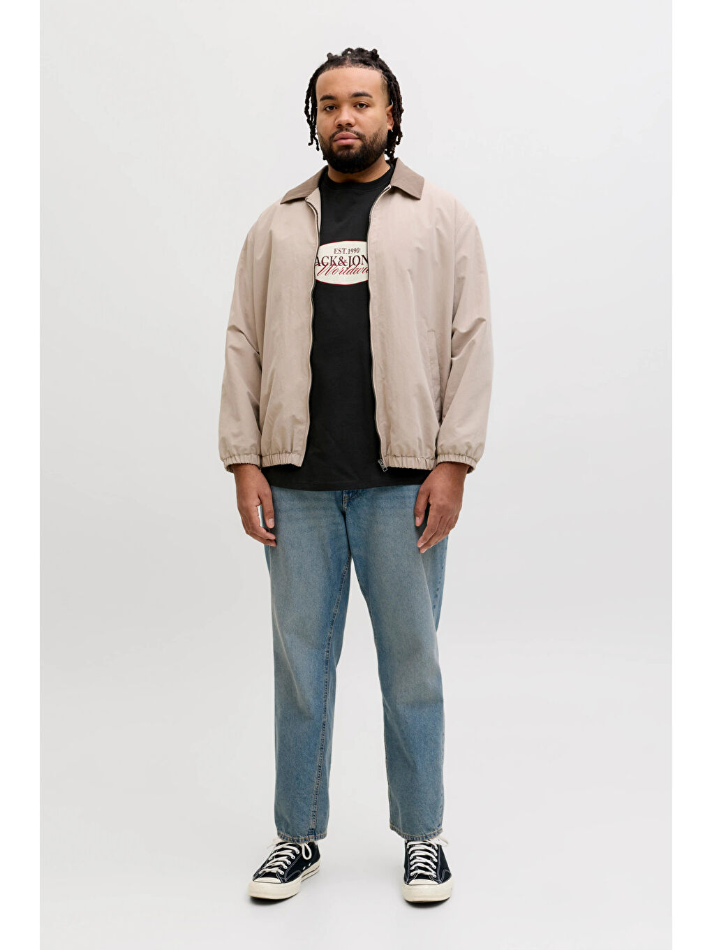 Siyah Plus Büyük Beden %100 Pamuk Regular Fit Logolu T Shirt 12298346-1