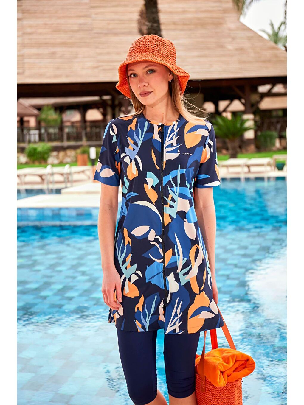 Paraşüt Lacivert Taytlı Yarı Kapalı Mayo M2443-1