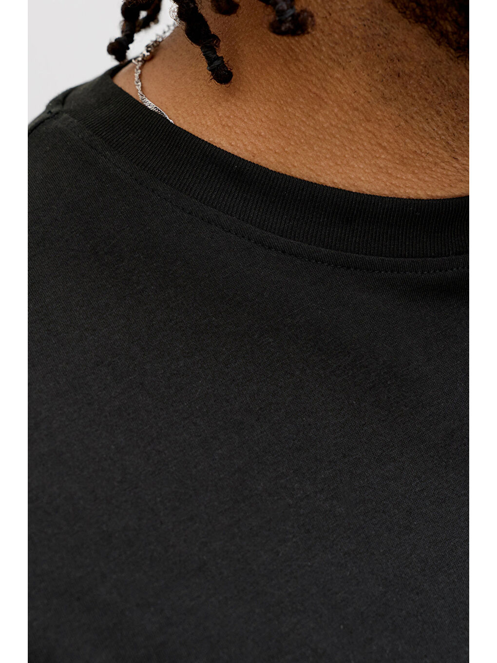 Siyah Plus Büyük Beden %100 Pamuk Regular Fit Logolu T Shirt 12298346-3