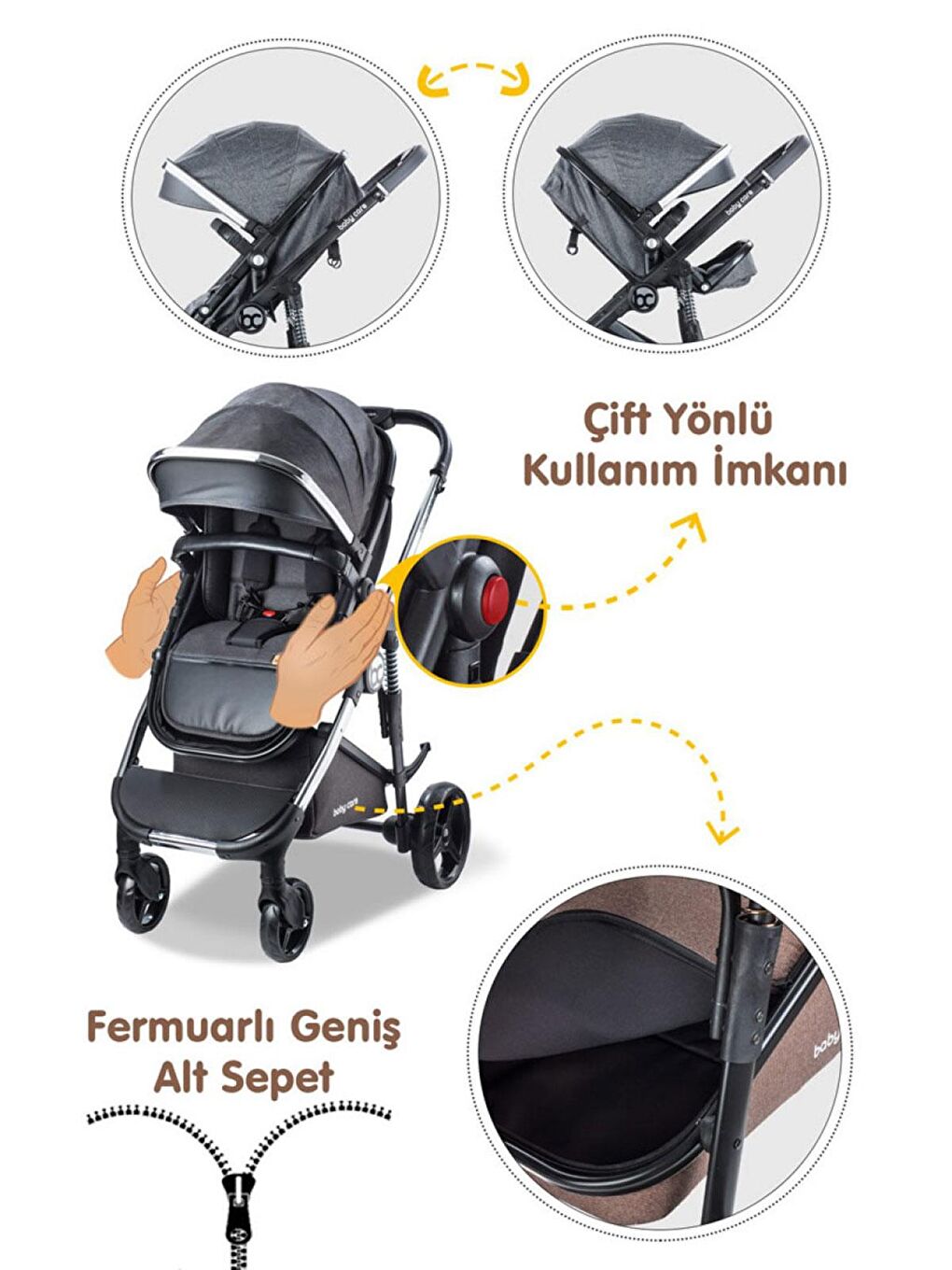 Babycare Siyah Colarado Chrome Travel Sistem Bebek Arabası Siyah - 5