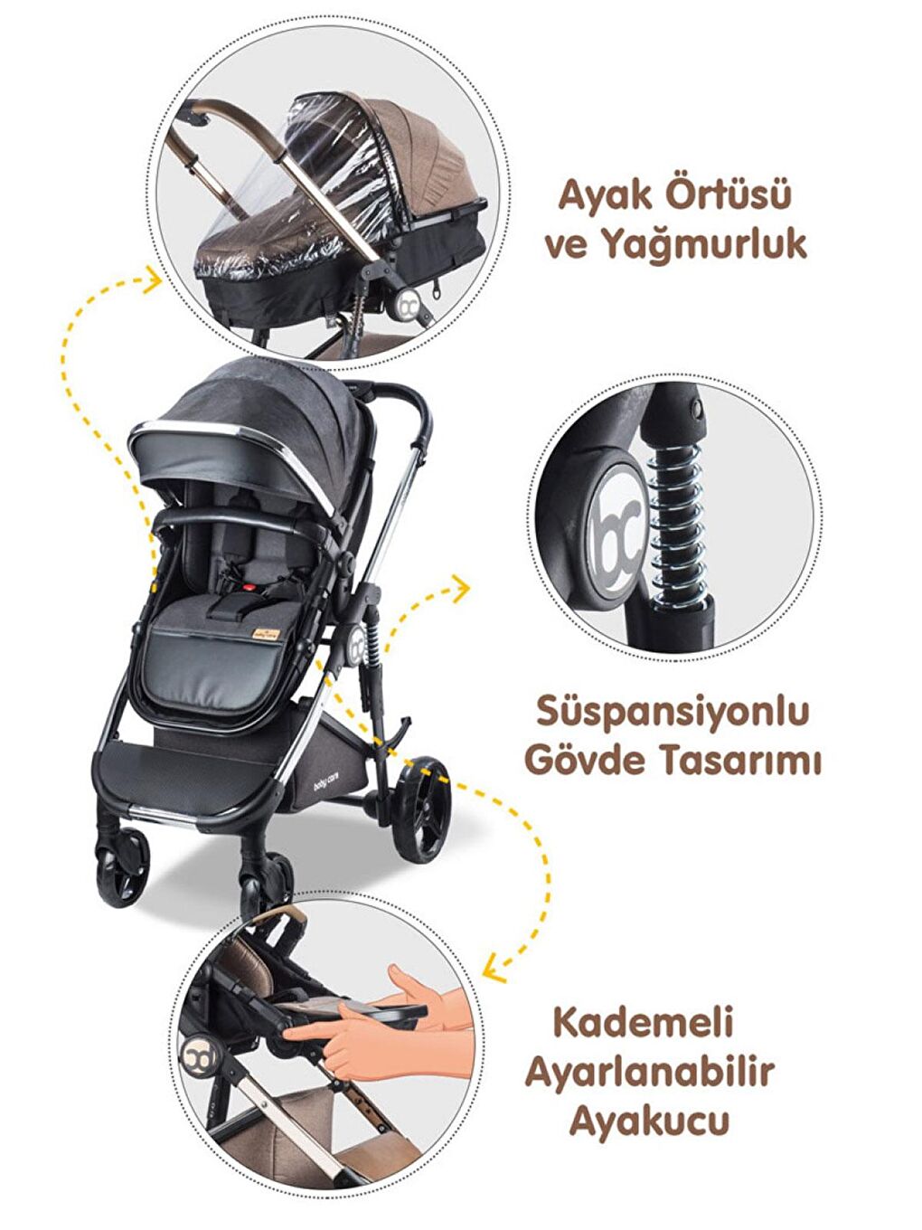 Babycare Siyah Colarado Chrome Travel Sistem Bebek Arabası Siyah - 3