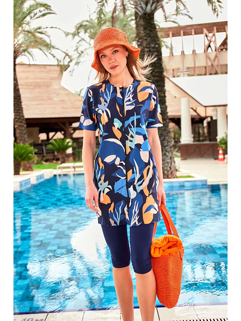 Paraşüt Lacivert Taytlı Yarı Kapalı Mayo M2443-4