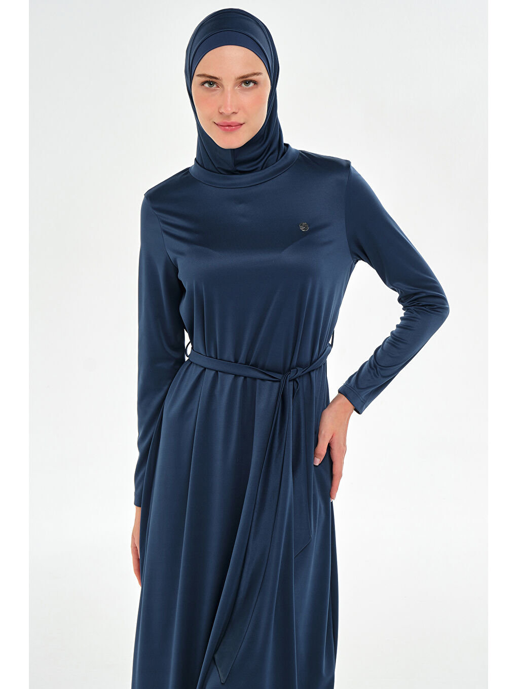 Tam Boy Elastanlı Tam Kapalı Uzun Tesettür Mayo 3133 Açık Lacivert03-1
