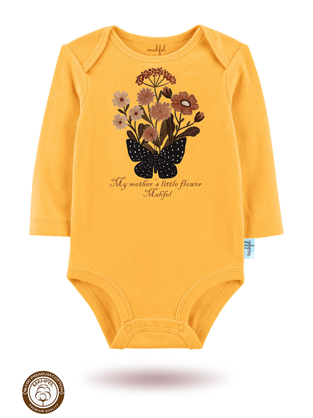 Bej 3 lü  100 Pamuklu Organik Baskılı Çıtçıtlı Bebek Body Zıbın-1