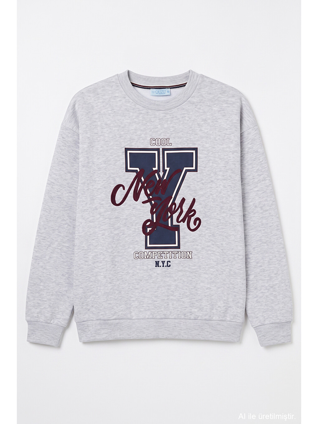 Beyaz Y Baskılı Nakışlı Sweatshirt Karmelanj-1