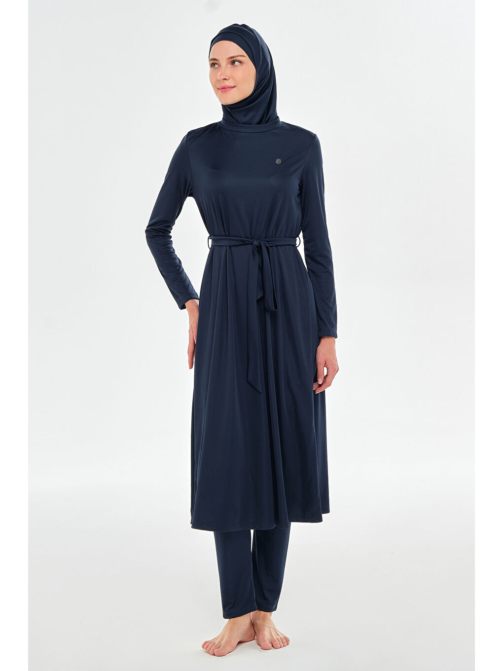 Tam Boy Elastanlı Tam Kapalı Uzun Tesettür Mayo 3133 Koyu Lacivert04