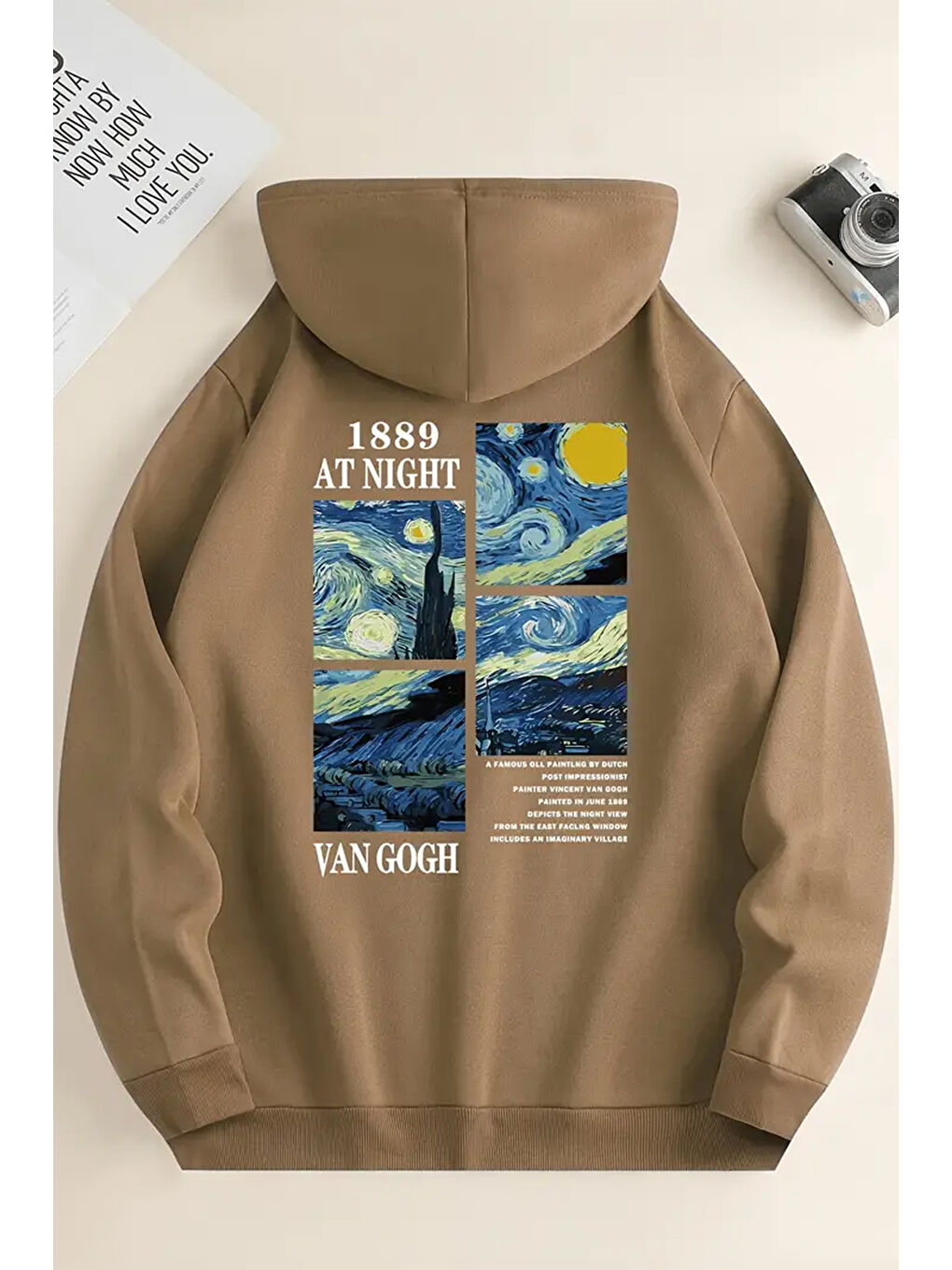 uyguntarz Bej Vangogh Baskılı Oversize Sweatshirt - 1