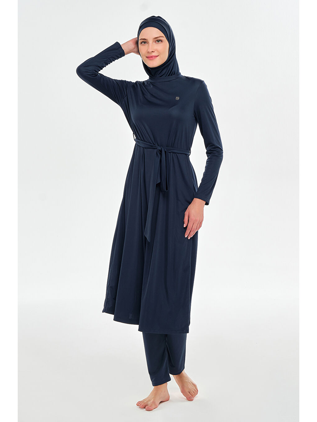Tam Boy Elastanlı Tam Kapalı Uzun Tesettür Mayo 3133 Koyu Lacivert04-1