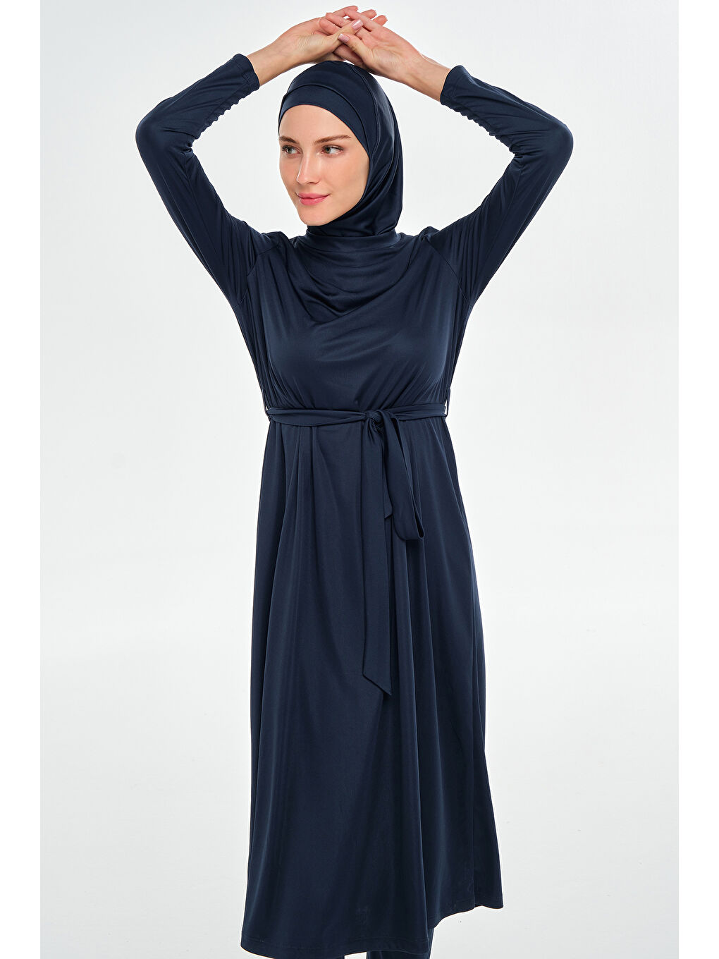 Tam Boy Elastanlı Tam Kapalı Uzun Tesettür Mayo 3133 Koyu Lacivert04-2
