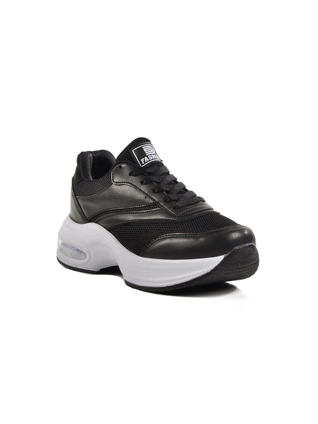 Siyah Beyaz Fileli Hafif Air Taban Kadın Spor Ayakkabı 185 G-2