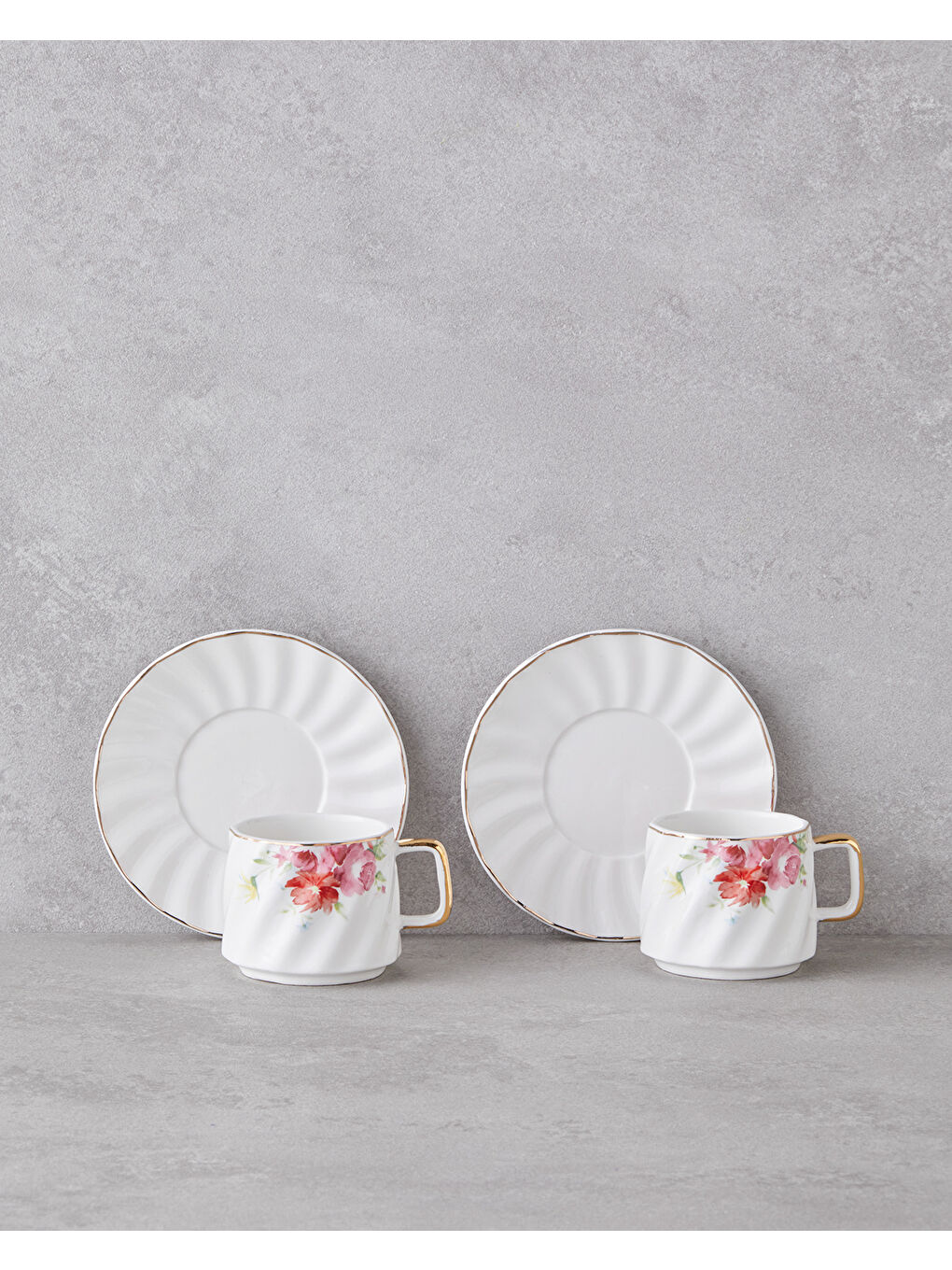 Beyaz Misty Blossom New Bone China 4 Parça 2 Kişilik Kahve Fincan Takımı 90 ml Renkli-1