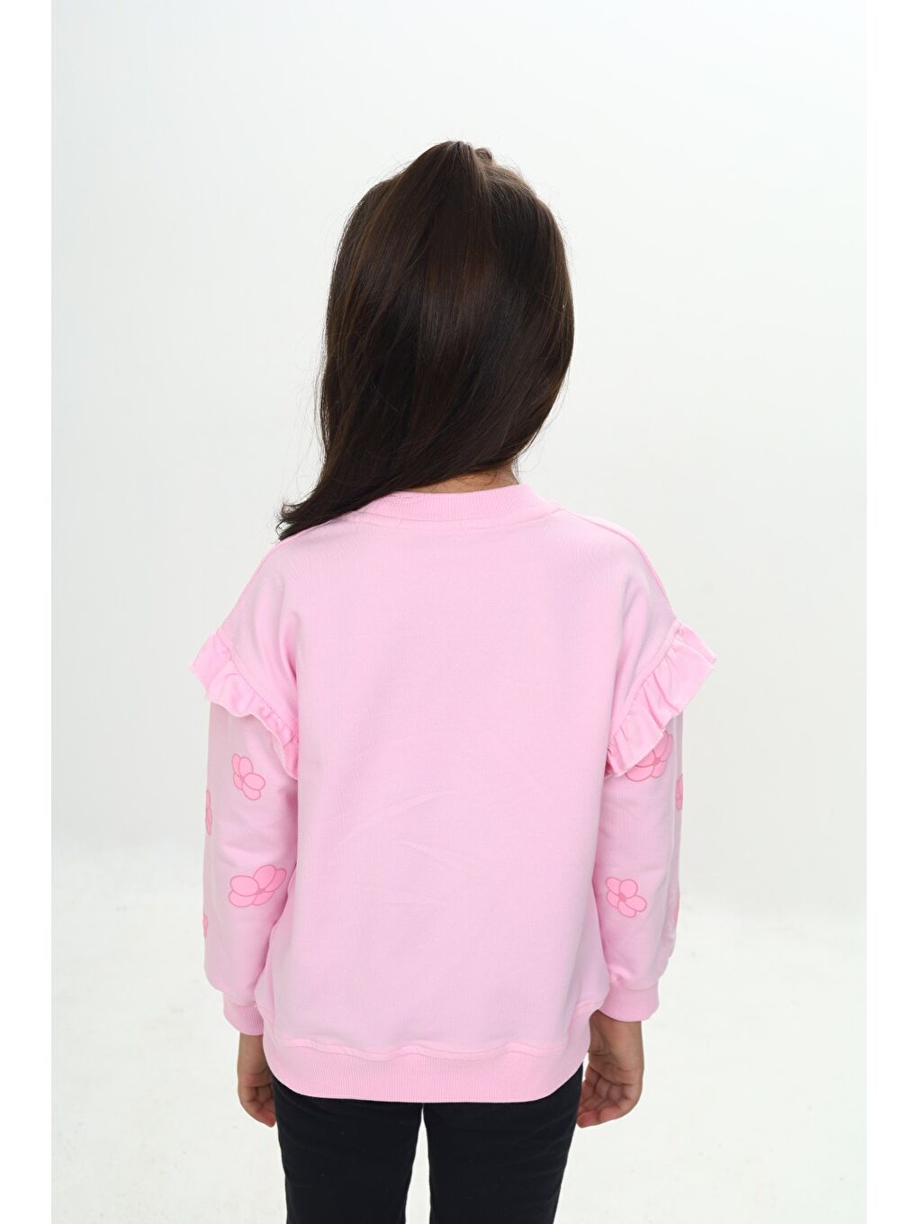 Pembe Kız Çocuk Fantasy Çiçek Baskılı Sweatshirt-3