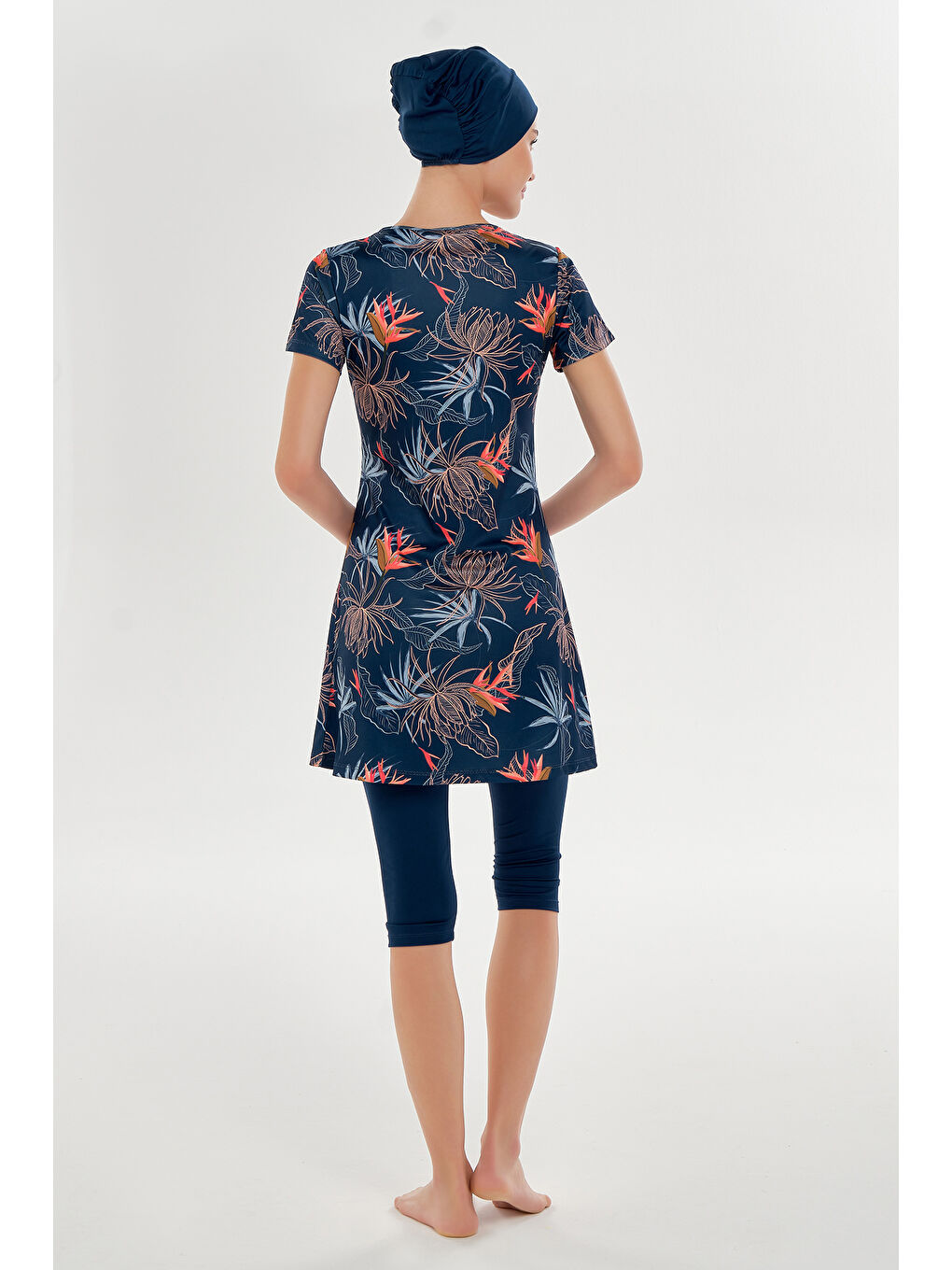 Kısa Kollu Yarı Kapalı Mayo 3603 Koyu Lacivert-4