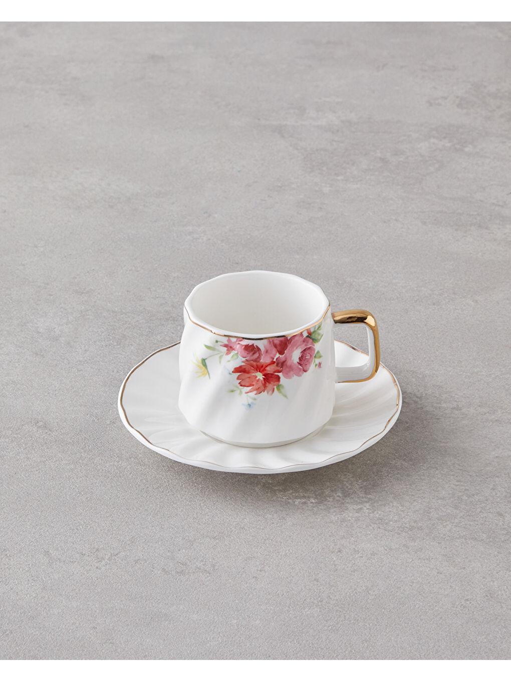 Beyaz Misty Blossom New Bone China 4 Parça 2 Kişilik Kahve Fincan Takımı 90 ml Renkli-2