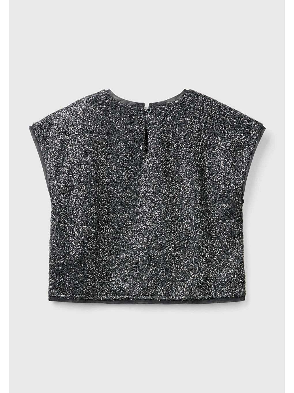 Kız Çocuk Siyah Tamamı Desenli Arkası Damla Detaylı Kısa Kollu Bluz-1