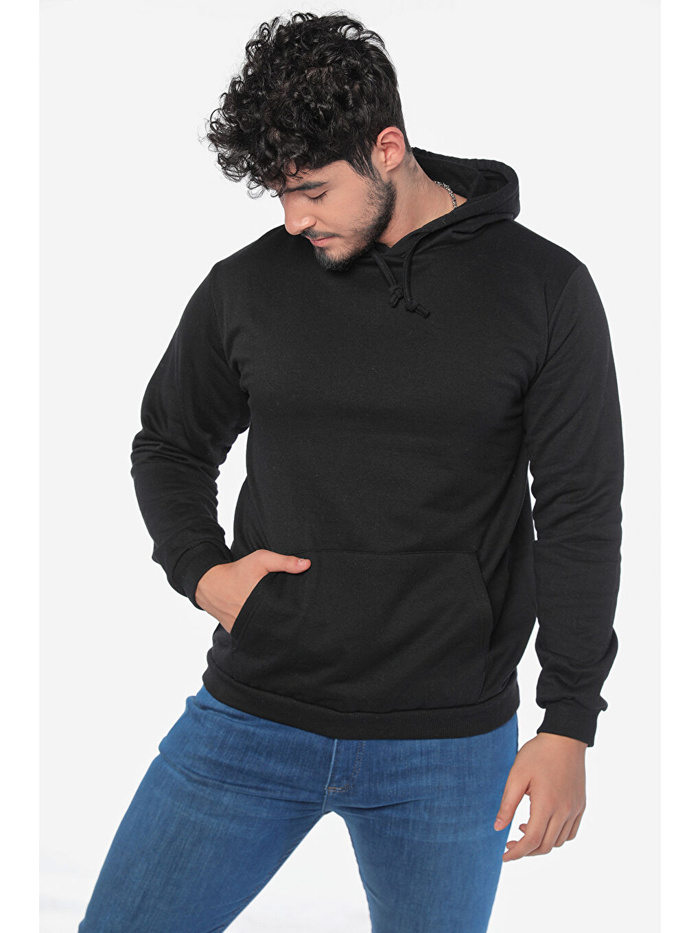 Mishar İtalia Siyah Erkek Kapüşonlu Şardonlu Sweatshirt