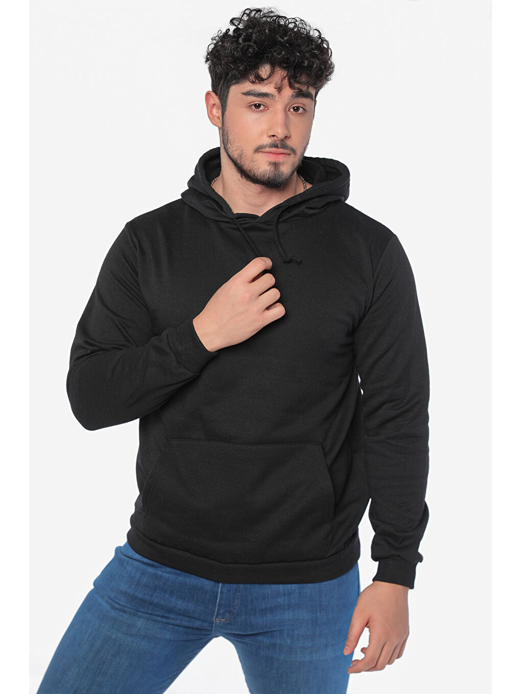 Mishar İtalia Siyah Erkek Kapüşonlu Şardonlu Sweatshirt - 1