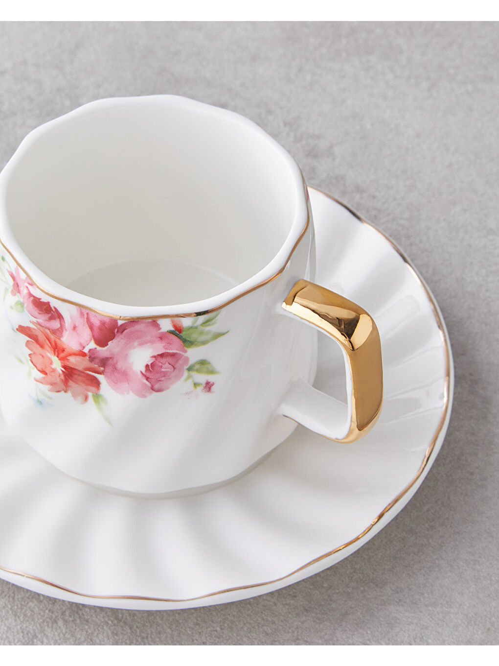 Beyaz Misty Blossom New Bone China 4 Parça 2 Kişilik Kahve Fincan Takımı 90 ml Renkli-3
