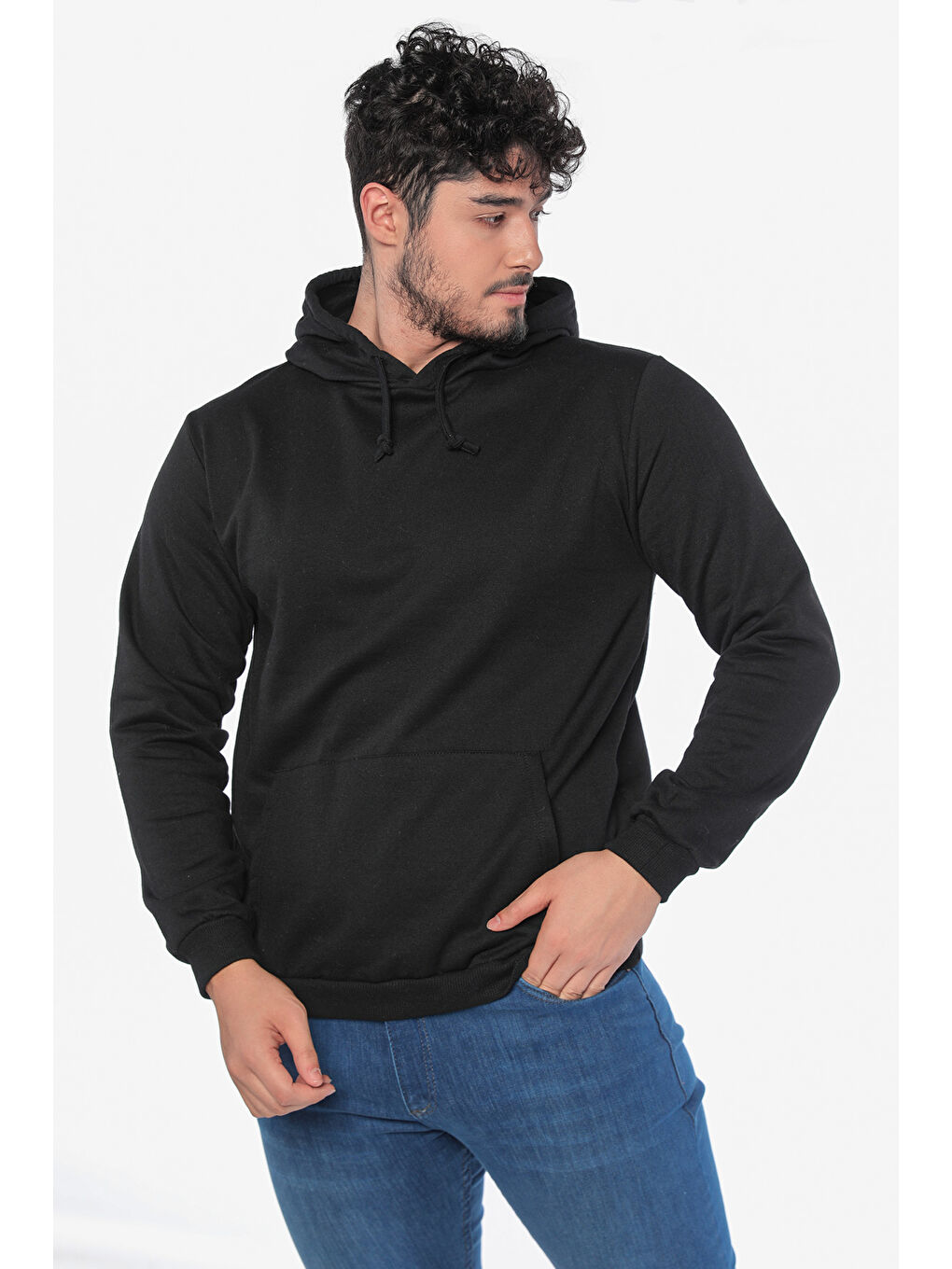 Mishar İtalia Siyah Erkek Kapüşonlu Şardonlu Sweatshirt - 2