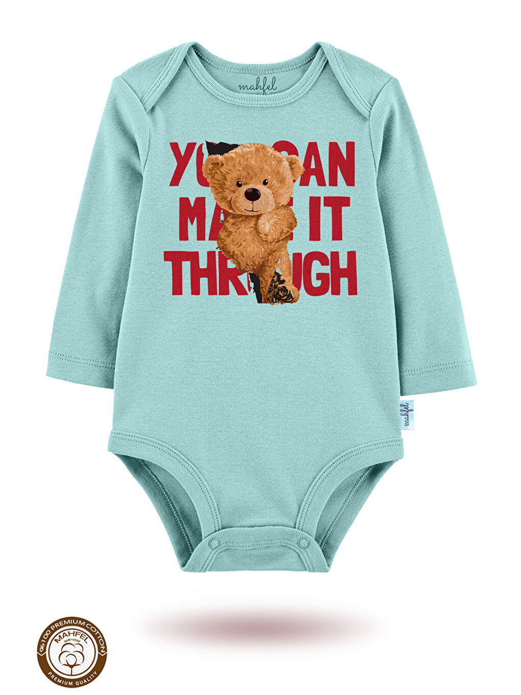 Bej 3 lü  100 Pamuklu Organik Baskılı Çıtçıtlı Bebek Body Zıbın-1