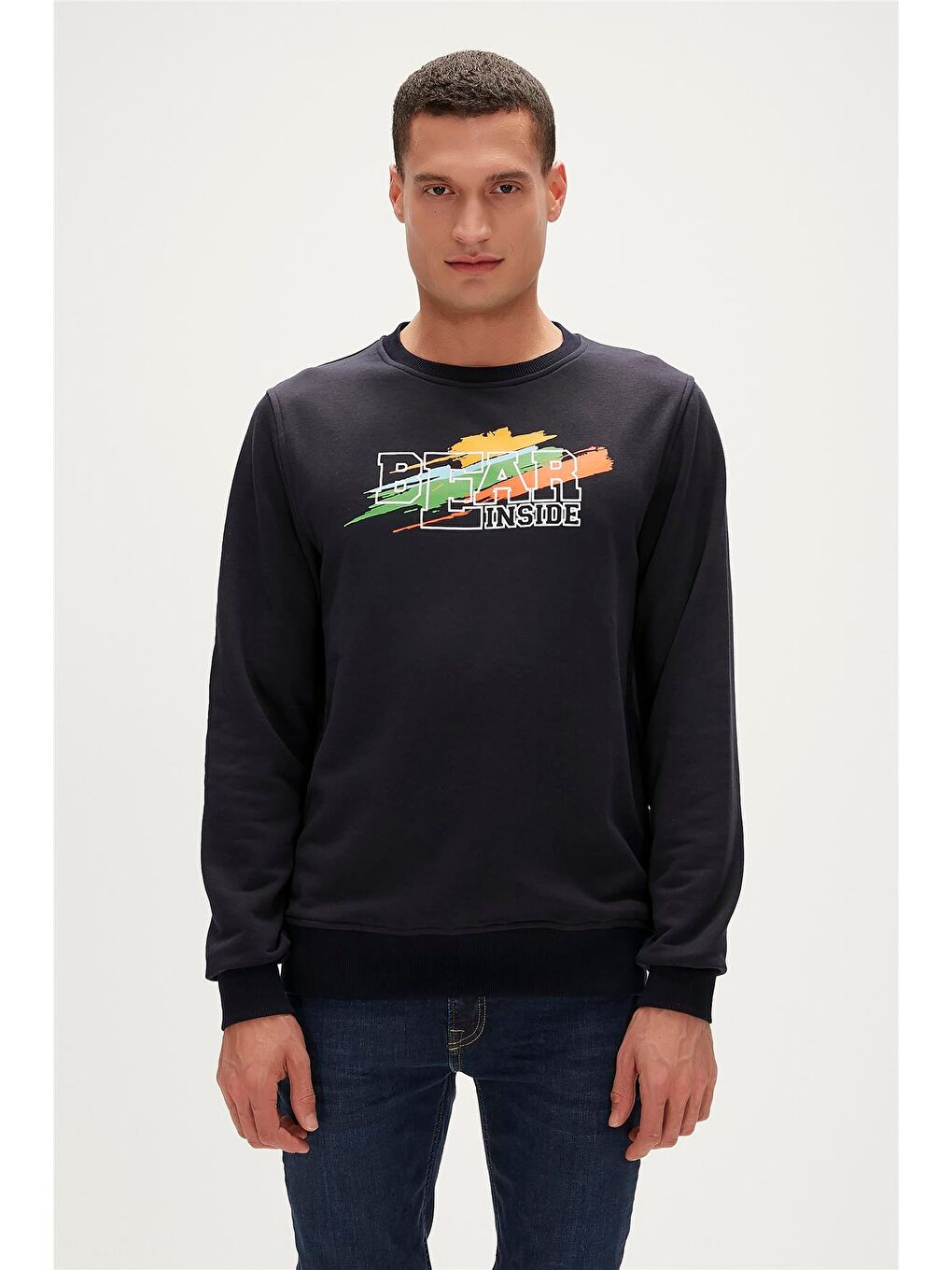 Crayon Crewneck Lacivert Erkek Sweatshirt-2