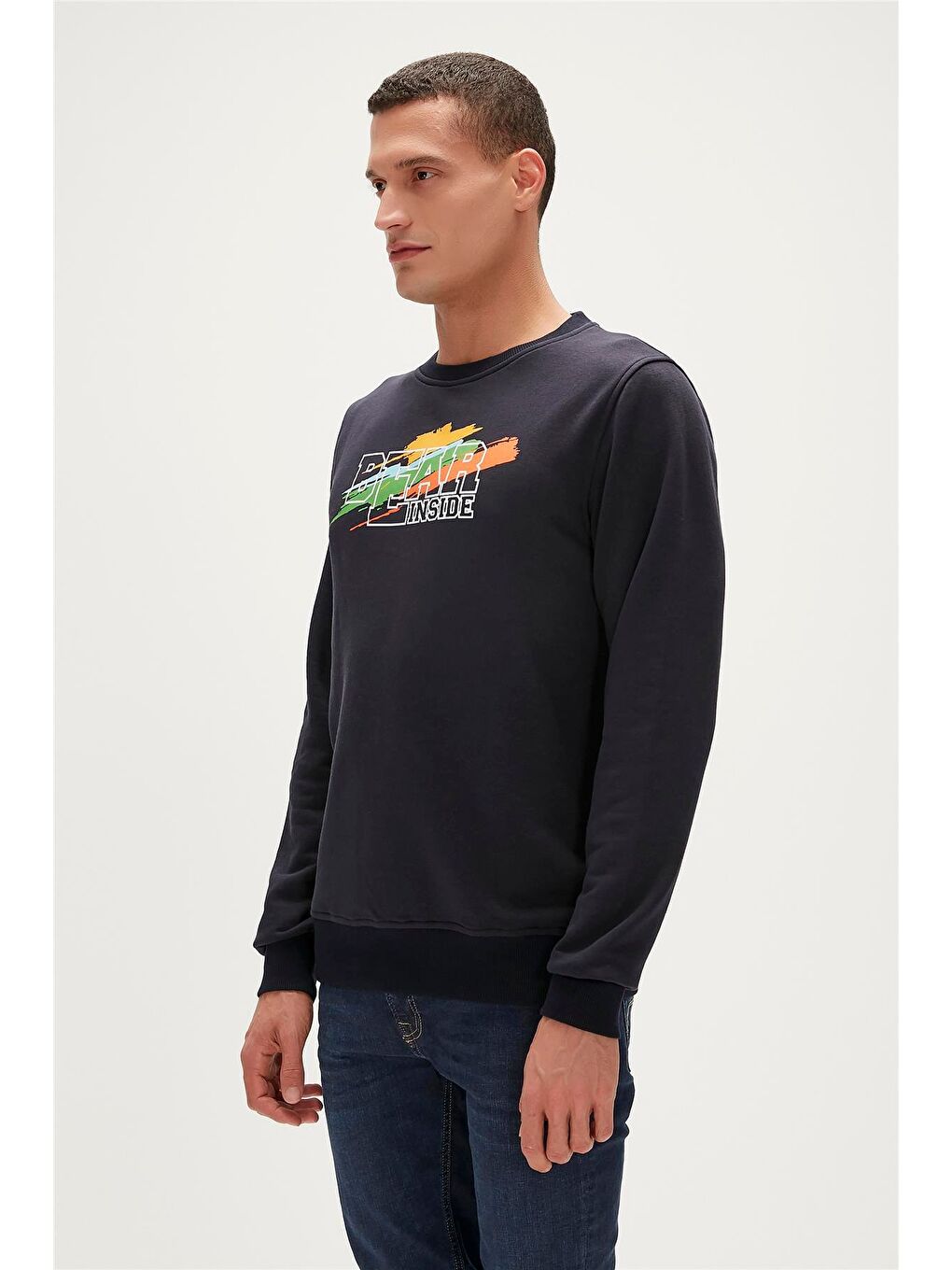 Crayon Crewneck Lacivert Erkek Sweatshirt-3