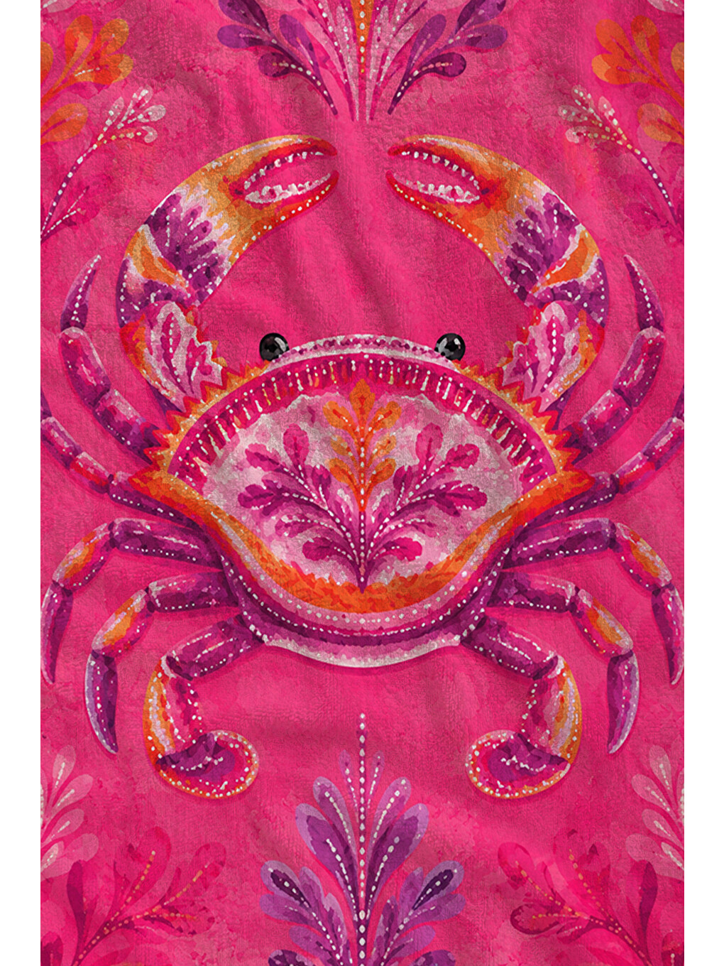 Maximalist Pembe Kelebek Ve Botanik Çiçek Desenli 70x150 Plaj Havlusu - Pamuklu Banyo Havlusu-2
